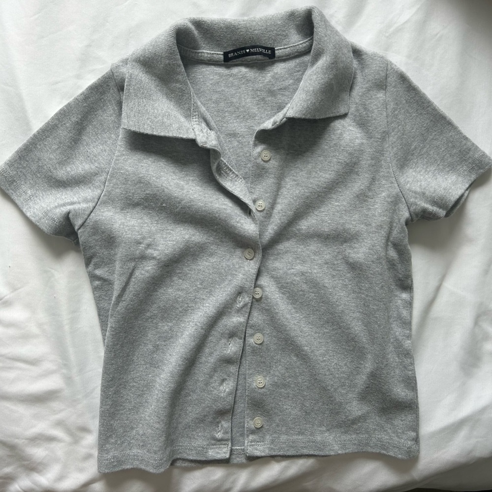 Brandy Melville Gray Knit Polo